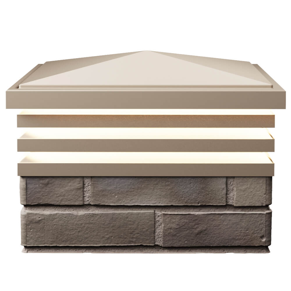 Колпак Zking Бона ХайТек Бежевый на столб 1.5х1.5 кирпича (385х385мм) с подсветкой в Красногорске фото