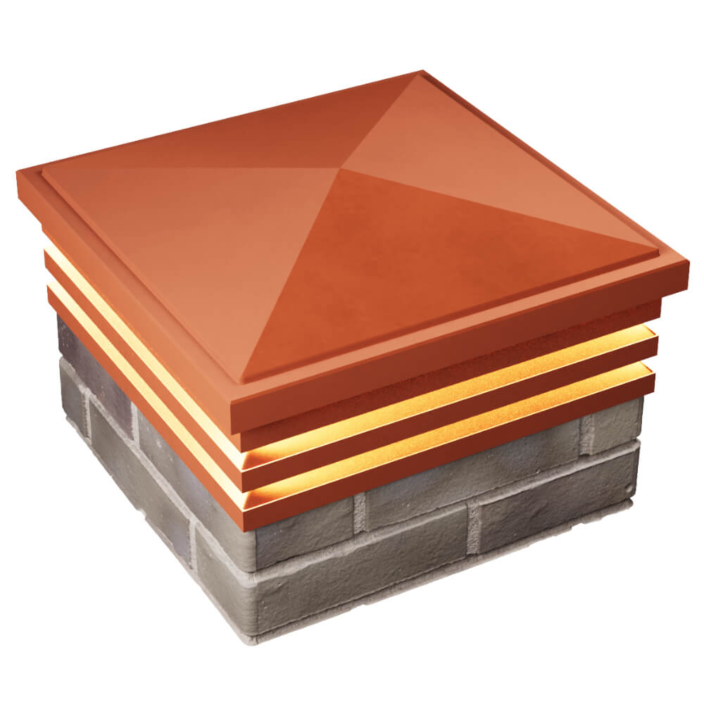 Колпак Zking Бона ХайТек Красный на столб 1.5х1.5 кирпича (385х385мм) с подсветкой в Красногорске фото