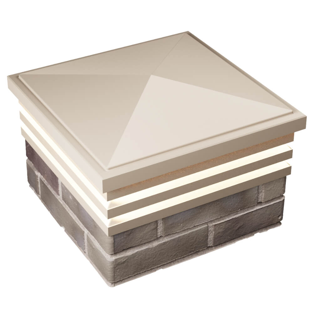 Колпак Zking Бона ХайТек Бежевый на столб 1.5х1.5 кирпича (385х385мм) с подсветкой в Красногорске фото