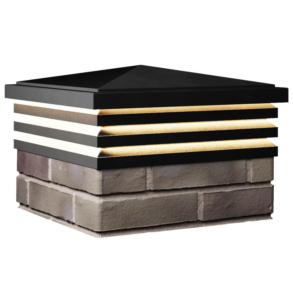 Колпак Zking Бона ХайТек Черный на столб 1.5х1.5 кирпича (385х385мм) с подсветкой в Красногорске фото