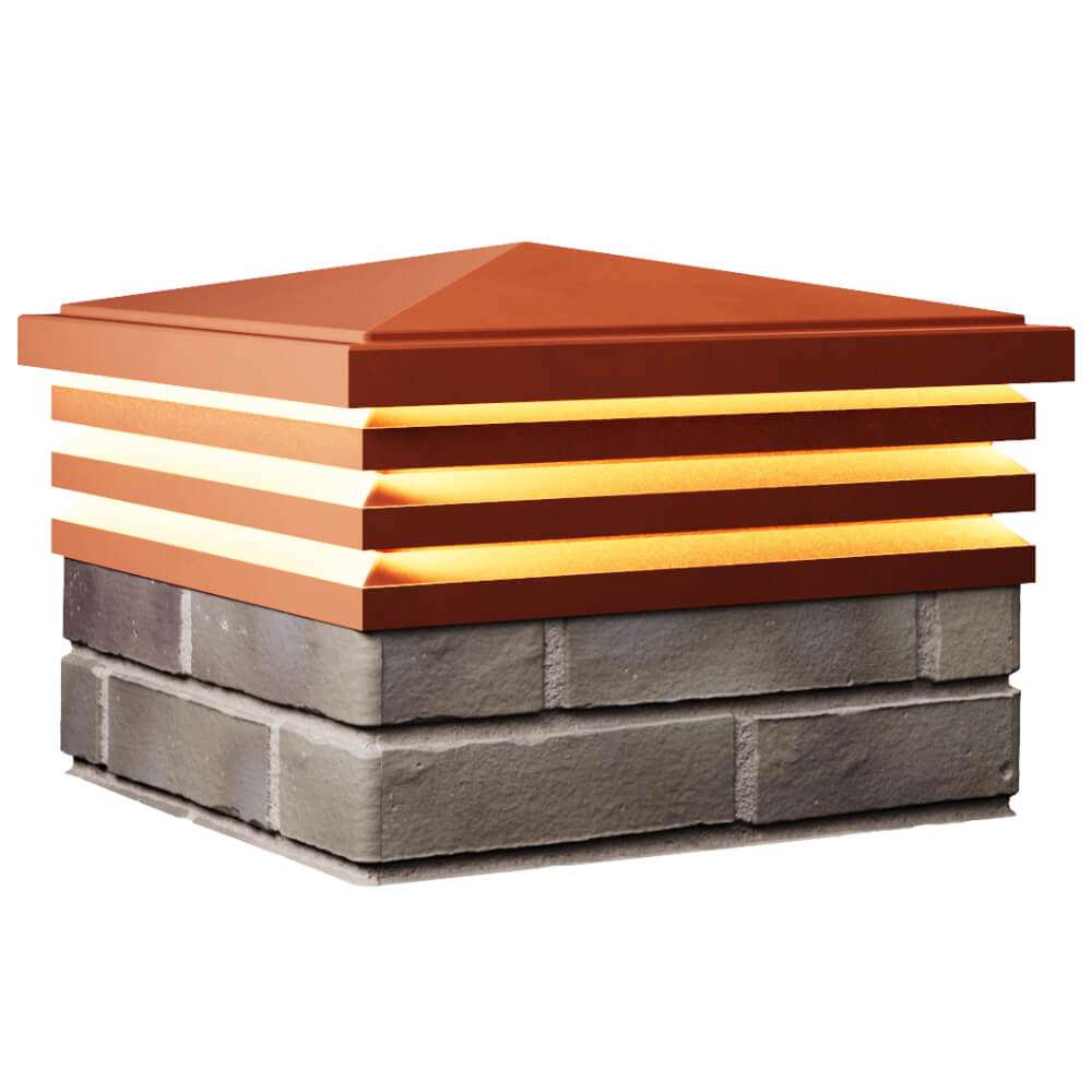 Колпак Zking Бона ХайТек Красный на столб 1.5х1.5 кирпича (385х385мм) с подсветкой в Красногорске фото