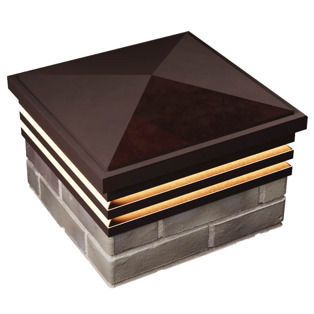 Колпак Zking Бона ХайТек Коричневый на столб 1.5х1.5 кирпича (385х385мм) с подсветкой в Красногорске фото