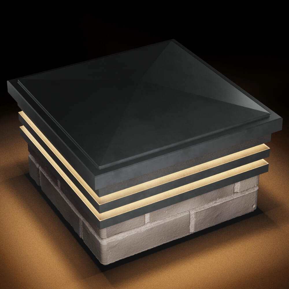 Колпак Zking Бона ХайТек Серый на столб 1.5х1.5 кирпича (385х385мм) с подсветкой в Красногорске фото