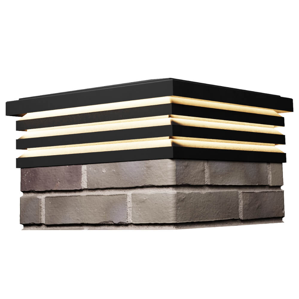 Колпак Zking Бона ХайТек Черный на столб 1.5х1.5 кирпича (385х385мм) с подсветкой в Красногорске фото