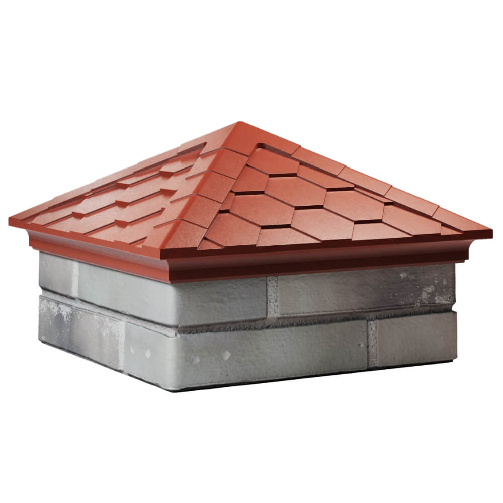 Колпак Zking Эверест Красный на столб 1.5х1.5 кирпича (390х390мм) в Красногорске фото