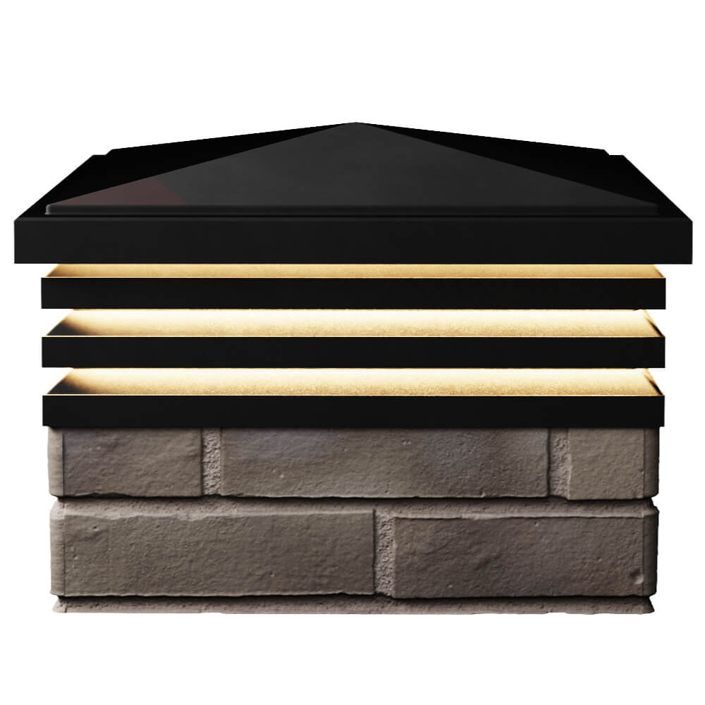 Колпак Zking Бона ХайТек Черный на столб 1.5х1.5 кирпича (385х385мм) с подсветкой в Красногорске фото