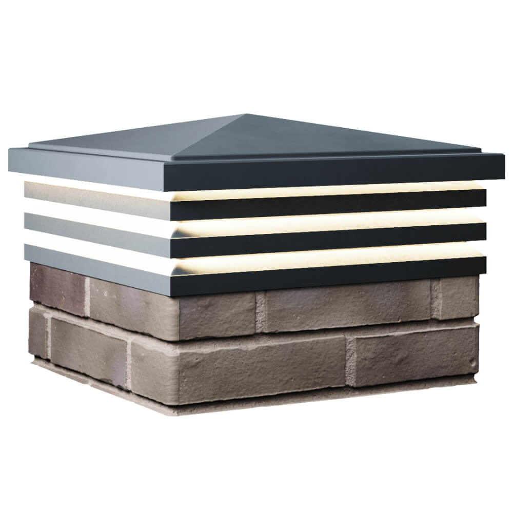 Колпак Zking Бона ХайТек Серый на столб 1.5х1.5 кирпича (385х385мм) с подсветкой в Красногорске фото