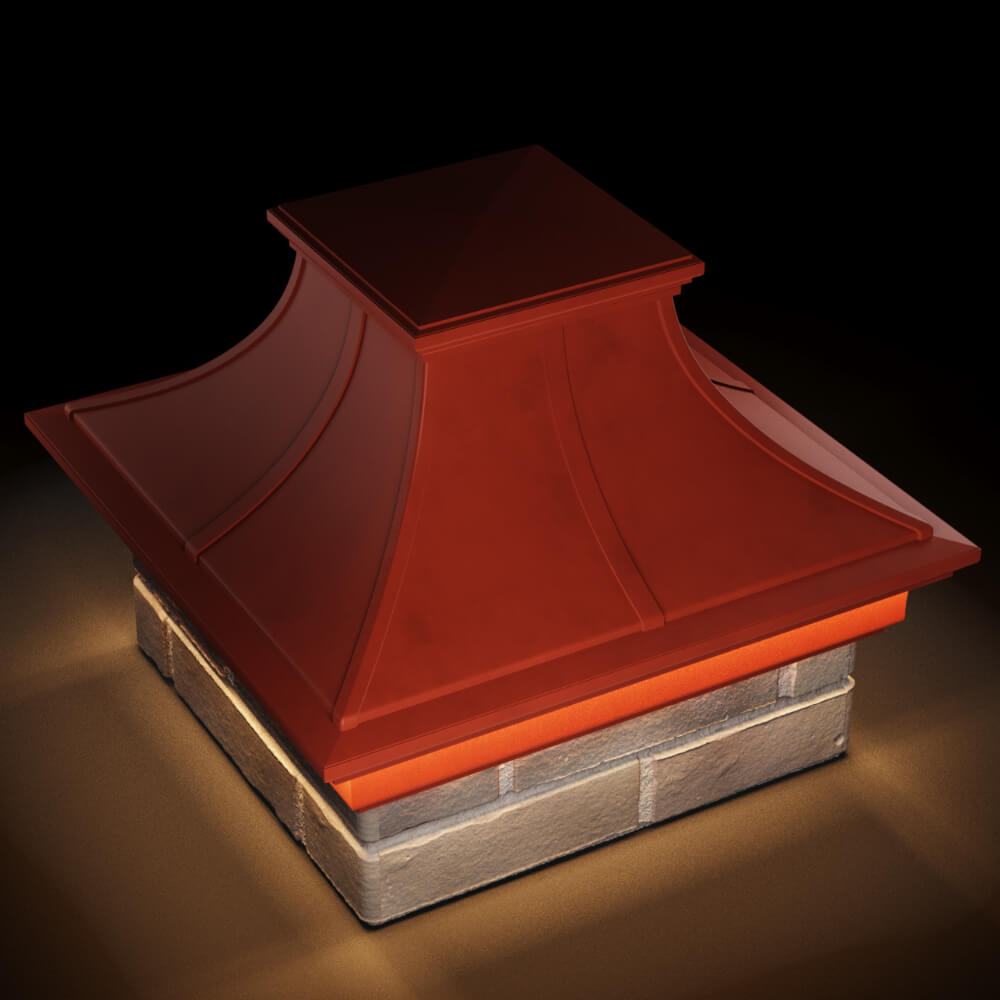 Колпак Zking Монблан Премиум Красный на столб 1.5х1.5 кирпича (385х385мм) с подсветкой в Красногорске фото