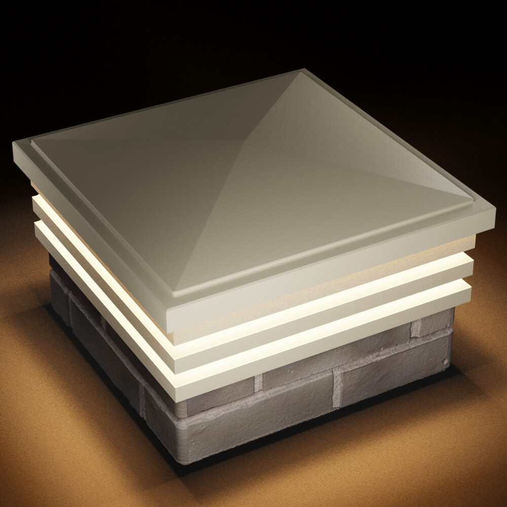 Колпак Zking Бона ХайТек Бежевый на столб 1.5х1.5 кирпича (385х385мм) с подсветкой в Красногорске фото