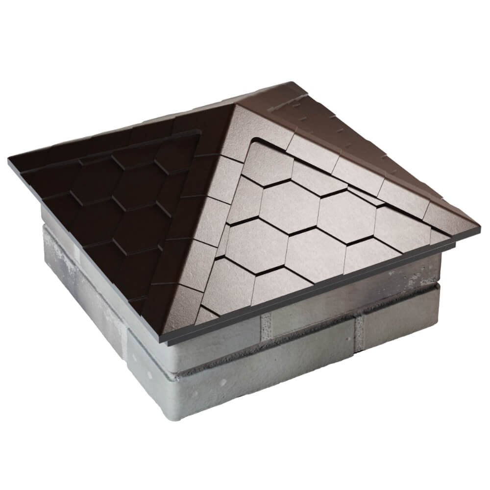 Колпак Zking Эверест Коричневый на столб 1.5х1.5 кирпича (390х390мм) в Красногорске фото