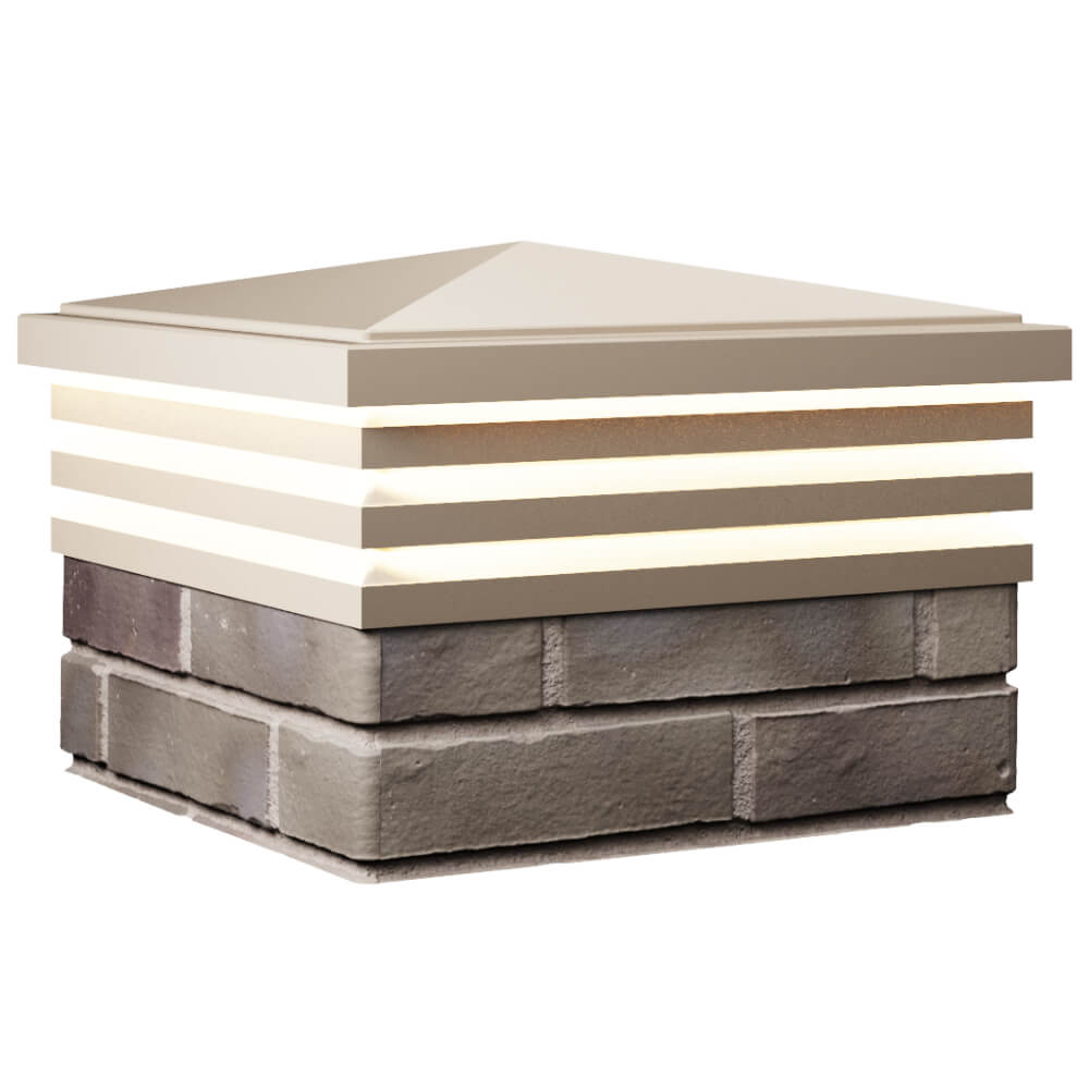 Колпак Zking Бона ХайТек Бежевый на столб 1.5х1.5 кирпича (385х385мм) с подсветкой в Красногорске фото