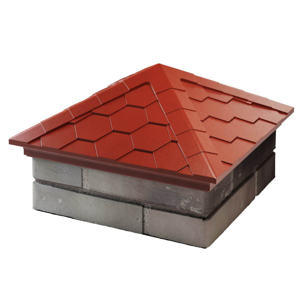 Колпак Zking Эверест Красный на столб 1.5х1.5 кирпича (390х390мм) в Красногорске фото