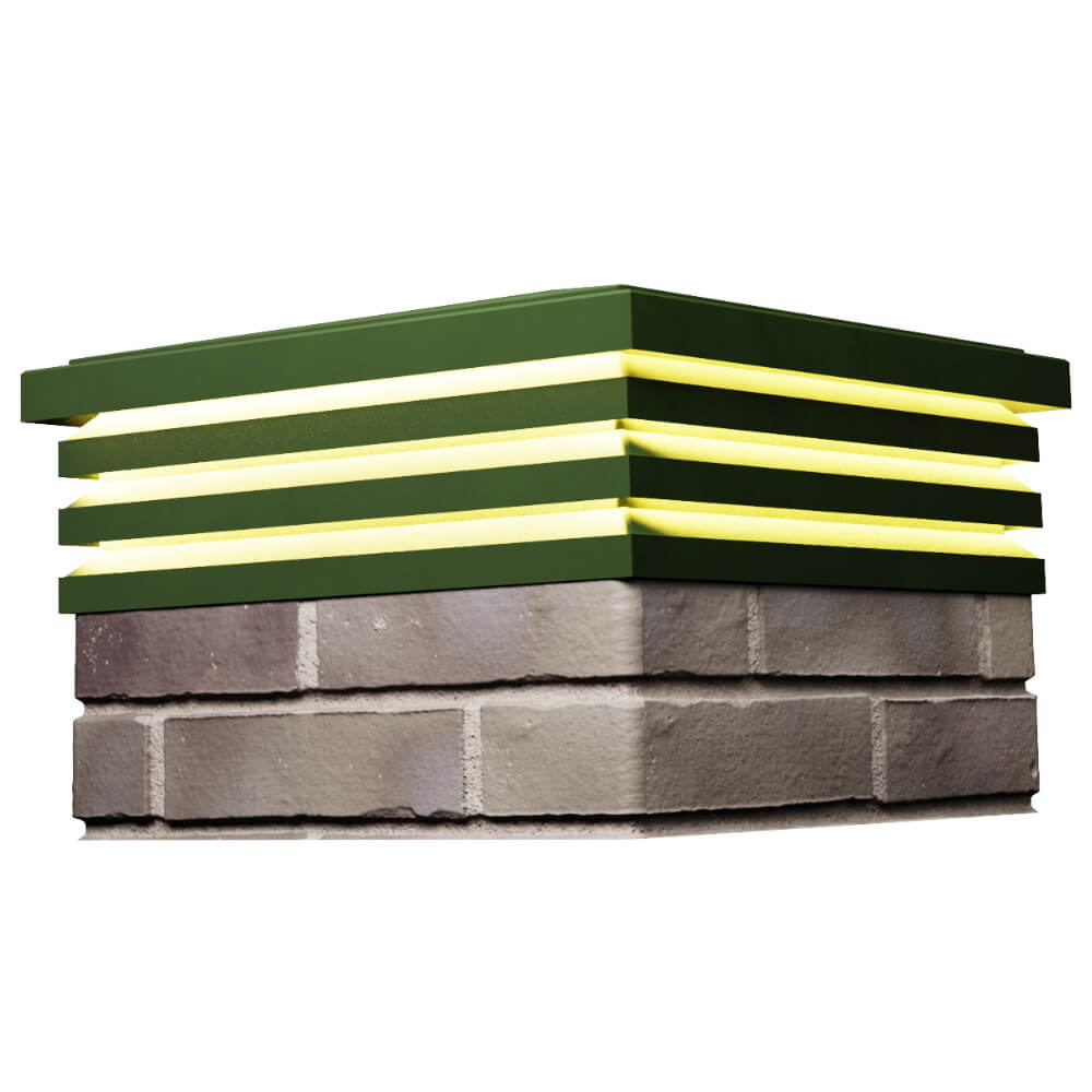 Колпак Zking Бона ХайТек Зеленый на столб 1.5х1.5 кирпича (385х385мм) с подсветкой в Красногорске фото