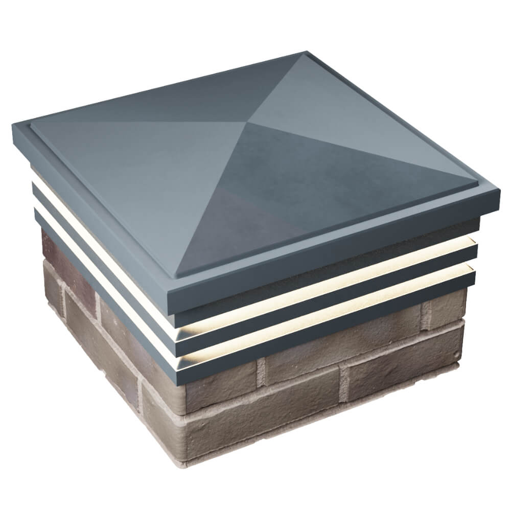 Колпак Zking Бона ХайТек Серый на столб 1.5х1.5 кирпича (385х385мм) с подсветкой в Красногорске фото