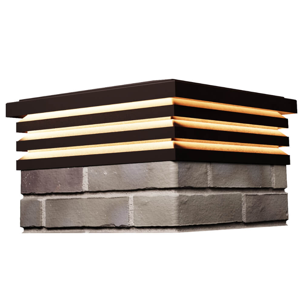 Колпак Zking Бона ХайТек Коричневый на столб 1.5х1.5 кирпича (385х385мм) с подсветкой в Красногорске фото