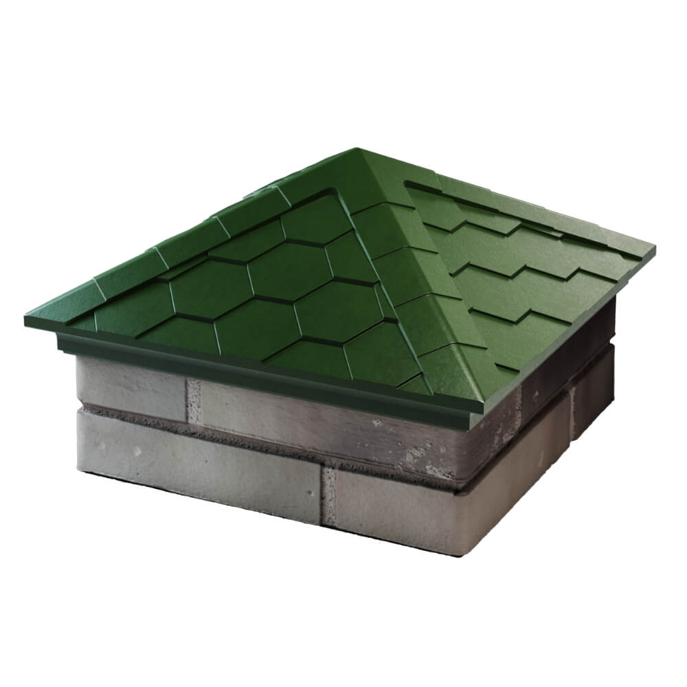 Колпак Zking Эверест Зеленый на столб 1.5х1.5 кирпича (390х390мм) в Красногорске фото