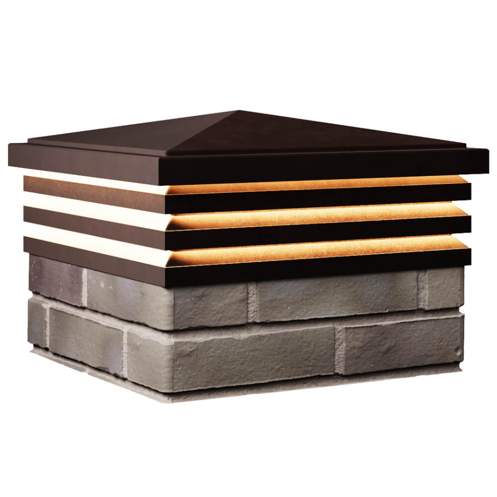 Колпак Zking Бона ХайТек Коричневый на столб 1.5х1.5 кирпича (385х385мм) с подсветкой в Красногорске фото