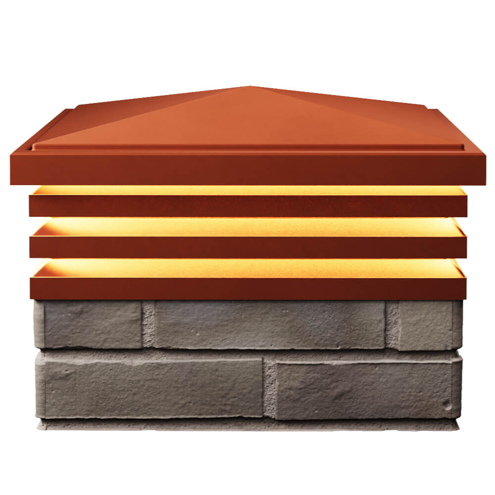 Колпак Zking Бона ХайТек Красный на столб 1.5х1.5 кирпича (385х385мм) с подсветкой в Красногорске фото