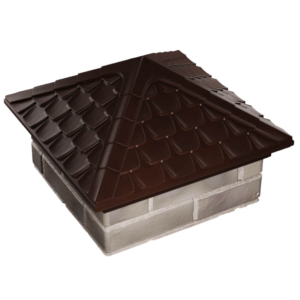 Колпак Zking Эльбрус Коричневый на столб 1.5х1.5 кирпича (385х385мм) в Красногорске фото