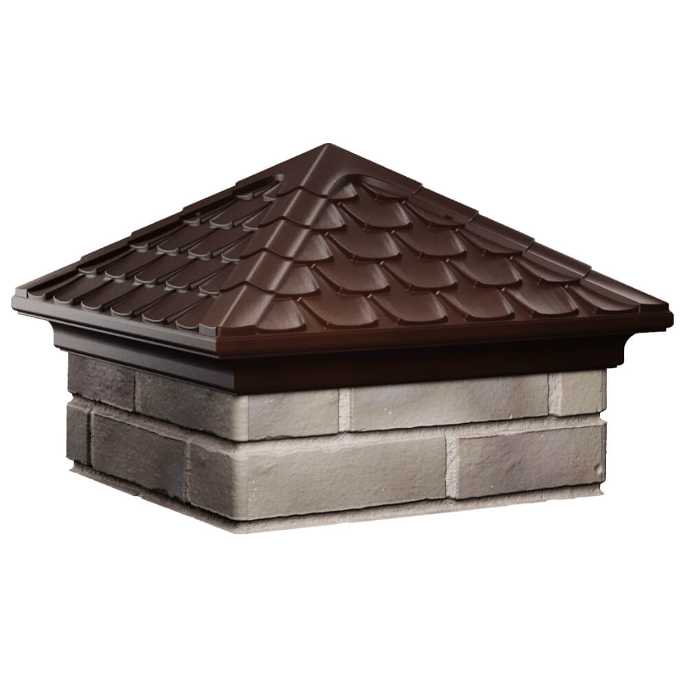 Колпак Zking Эльбрус Коричневый на столб 1.5х1.5 кирпича (385х385мм) в Красногорске фото