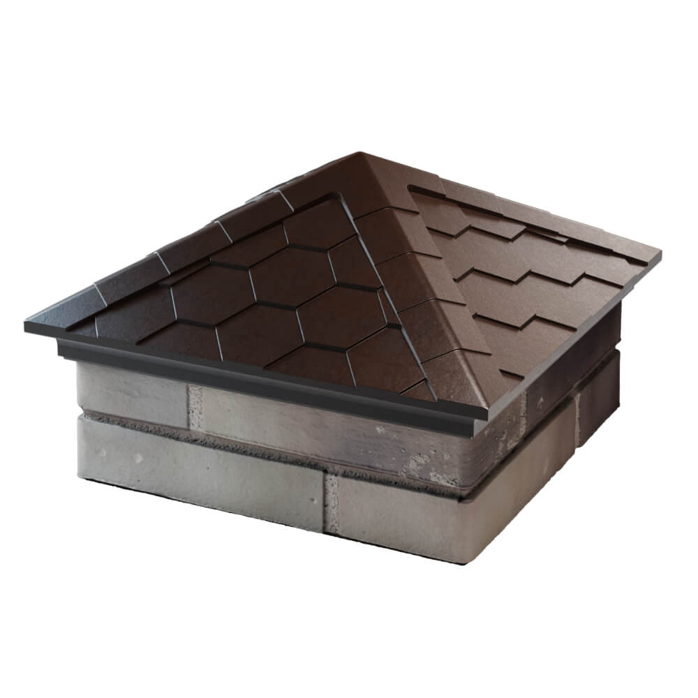 Колпак Zking Эверест Коричневый на столб 1.5х1.5 кирпича (390х390мм) в Красногорске фото